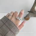 Cold wind irregular concave-convex wide face ring, couple simple ring gold-plated silver open ring
